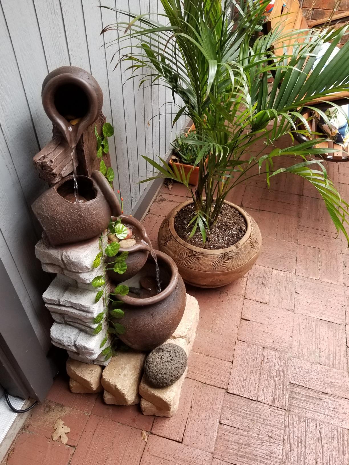 Cascading Rustic Floor Three Jugs Fountain