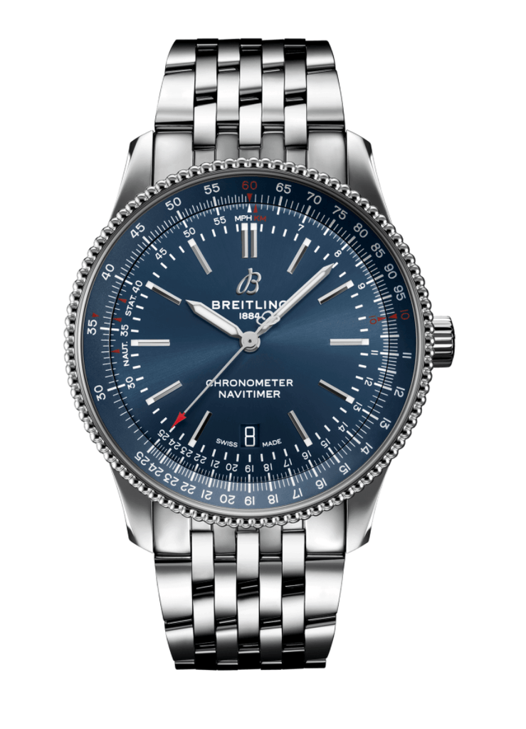【Super Clone】Breitling Navitimer Automatic 41mm Blue Dial Silver Steel Strap Men's Watch - A17326161C1A1