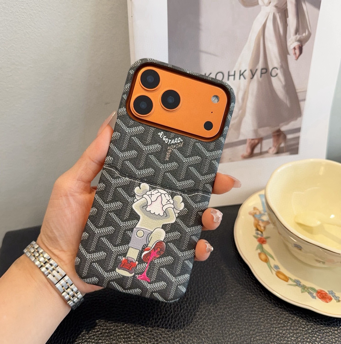 Goyard X KAWS Skeleton Collage Monogram Card Holder Luxury Phone Case