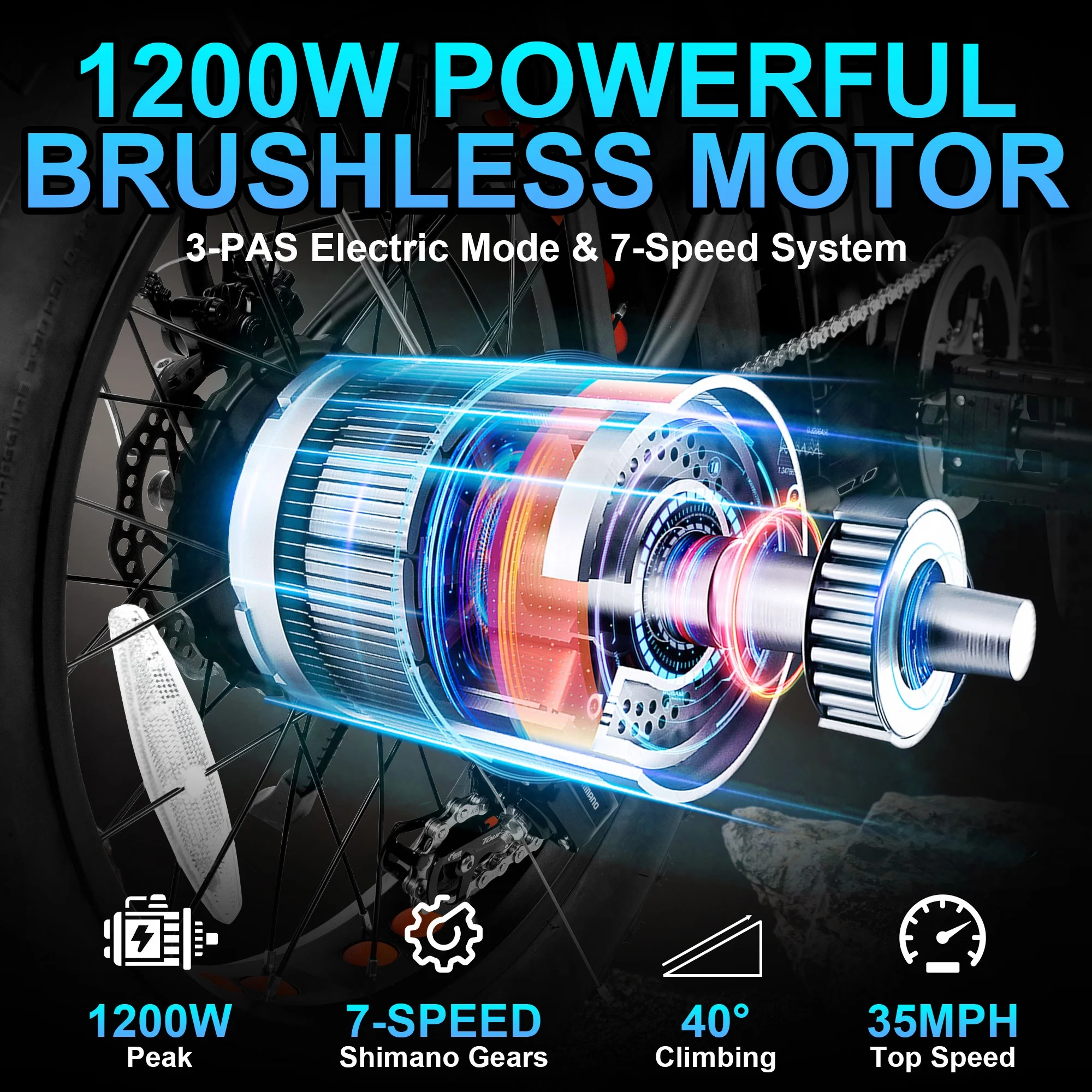 Gpower 22in Electric City Bike, 750W Peak, 48V