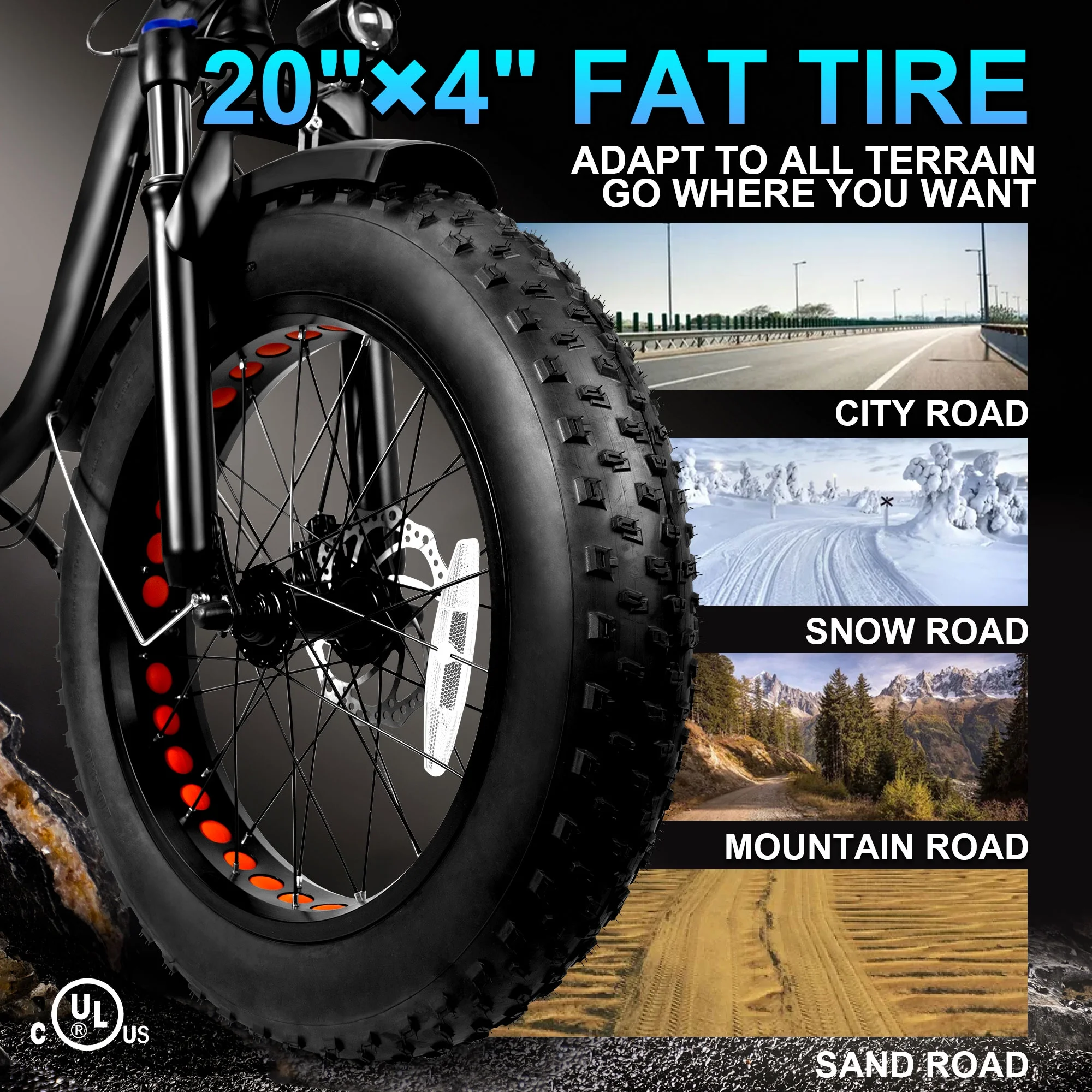 Gpower 22in Electric City Bike, 750W Peak, 48V