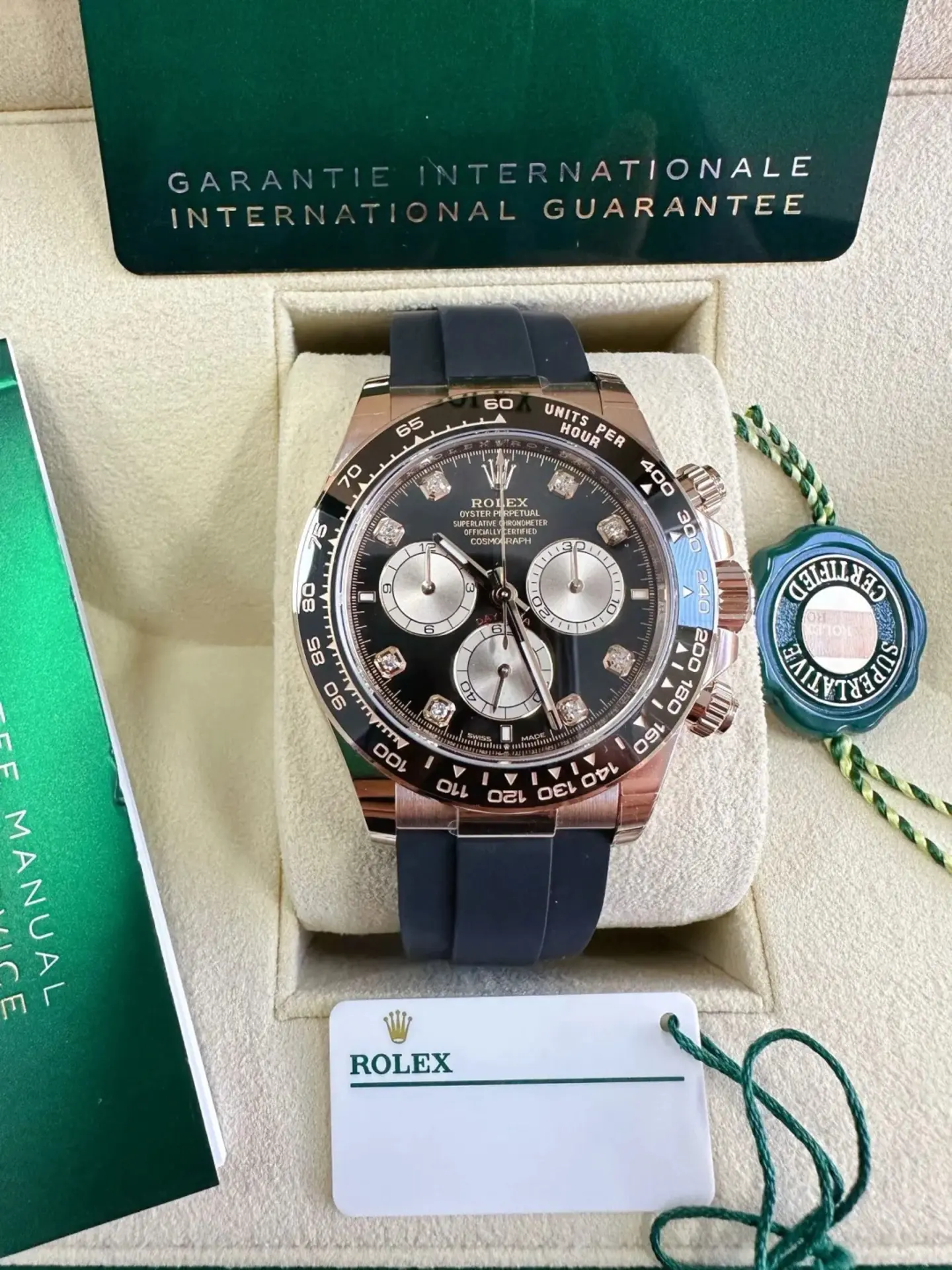 【Super Clone】Rolex Cosmograph Daytona Rose Gold Diamonds Men's Watch m126515ln-0004