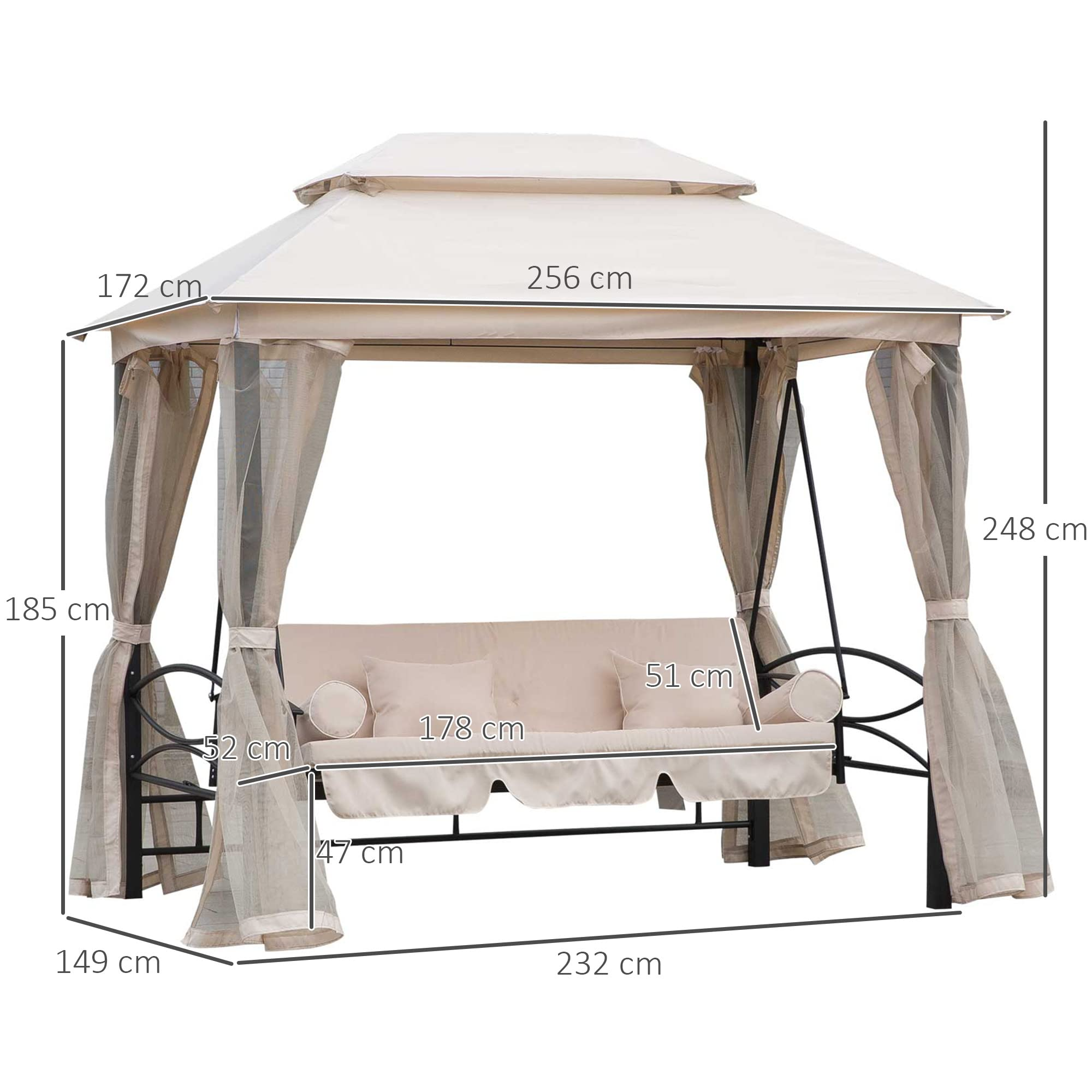 Gazebo Sofa Bed Swing Set Terrace + Cushions
