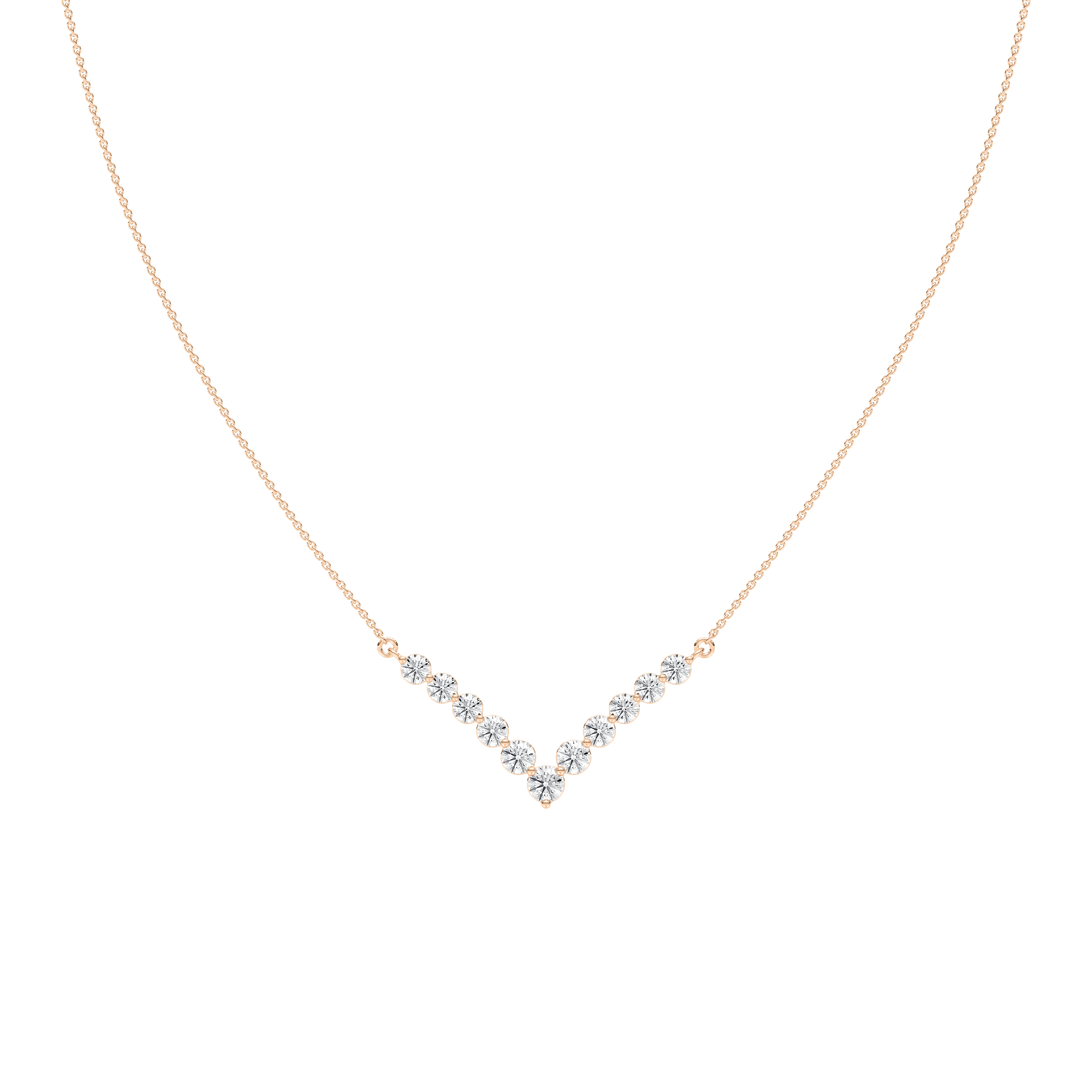 2 ctw Round Lab Grown Diamond Radiant Chevron Necklace - 18 Inches
