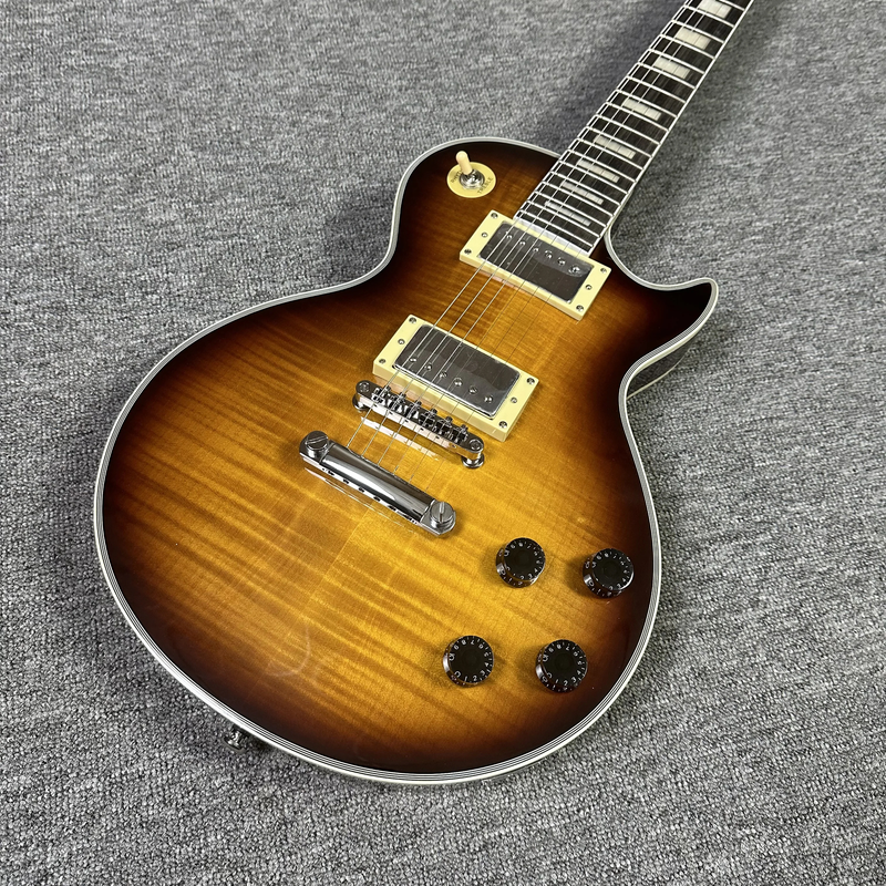 High Quality LP Electric Guitar Brown Sunburst Color,flamed Maple Top