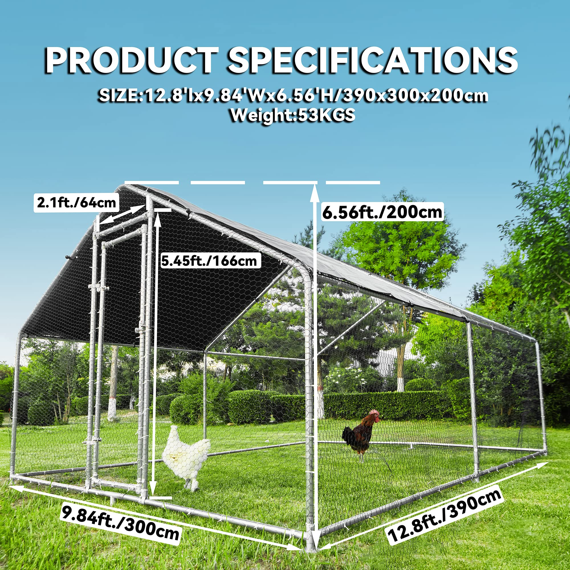 Large Metal Chicken Coops for 10 Chickens for Protection &