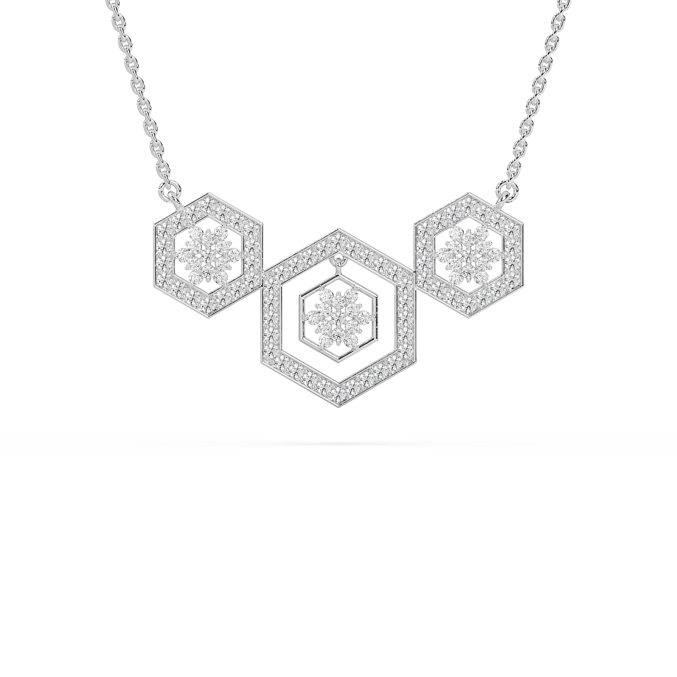 1 ⅙ ctw Round Lab Grown Diamond Geometric Harmony Necklace - 18 Inches