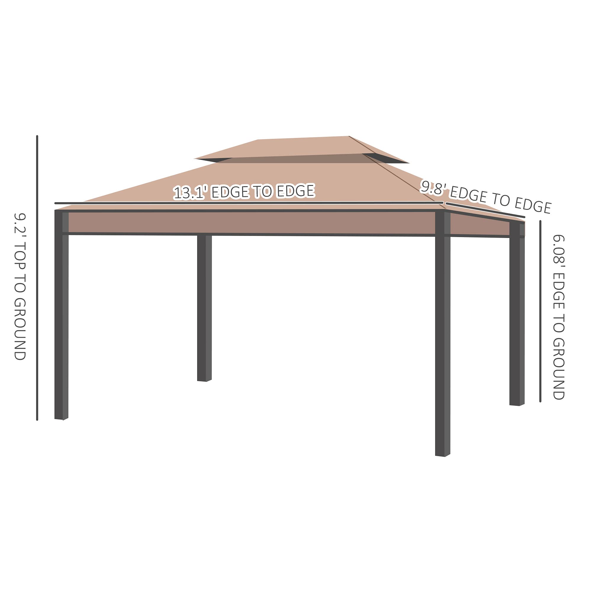 10x13ft Garden Gazebo Double-Tiered with Curtain