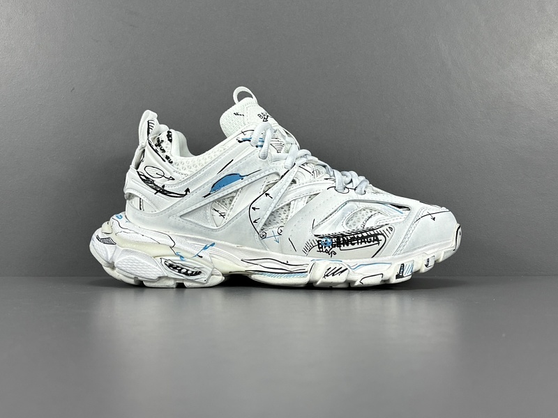Balenciaga Track 3.0 Graffiti White Blue Sneakers