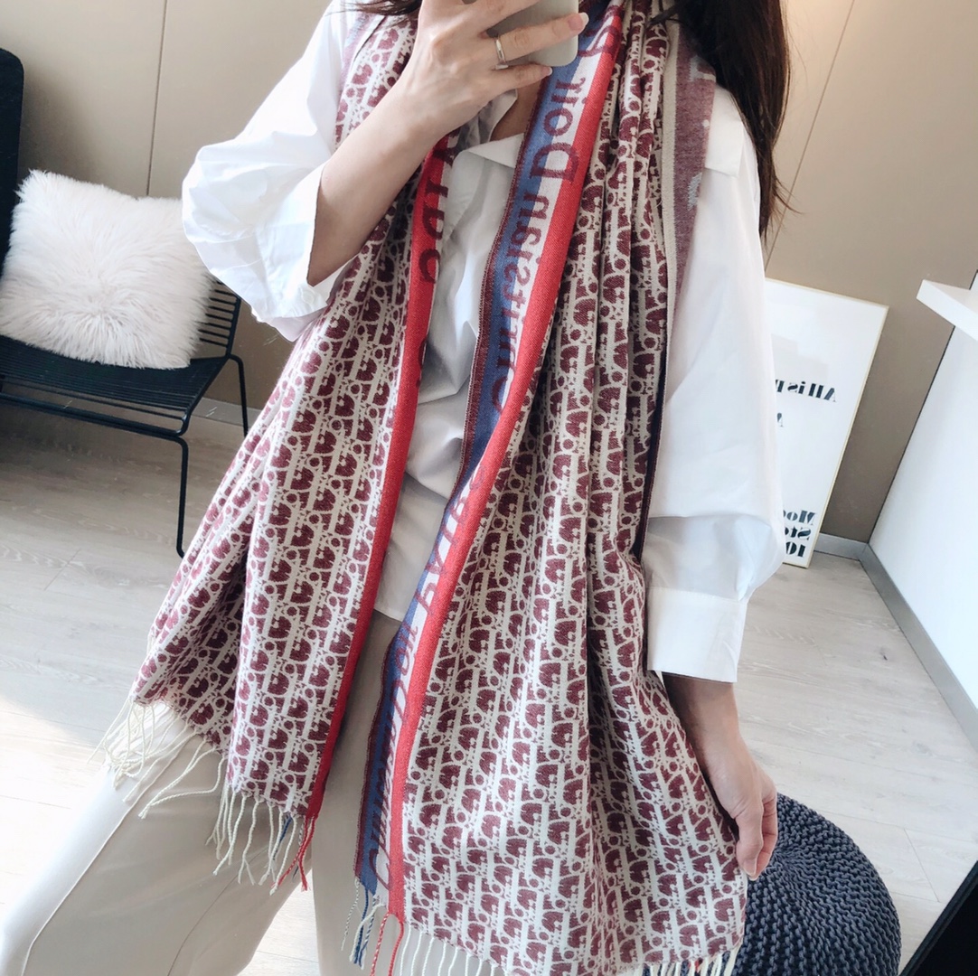 Dior Oblique Stripe Scarf Pink and Navy product images