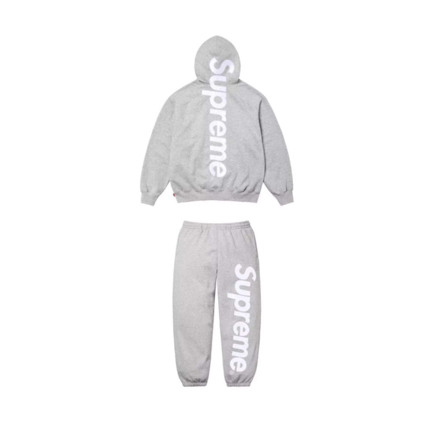 S Satin Applique Hooded Sweatshirt & Sweatpant Set Grey