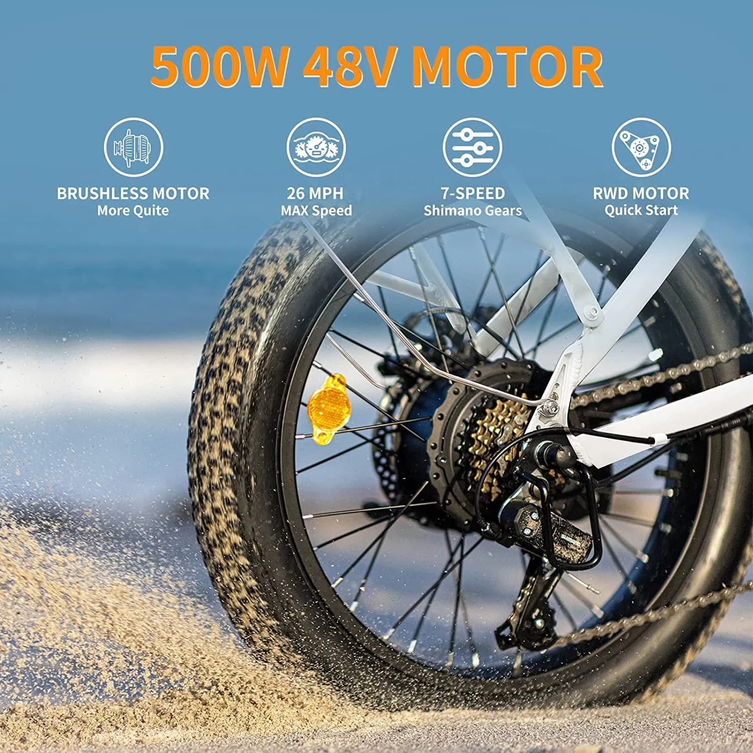 Jasion EB7 2.0 20in Folding Fat Tire Electric Bike, 500W, 48V 10Ah