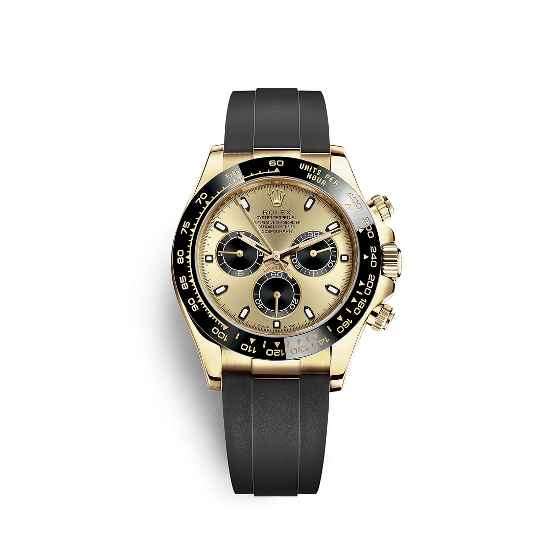 【Super Clone】Rolex Daytona Yellow Gold /Ceramic / Golden /Oysterflex m126518LN-0012