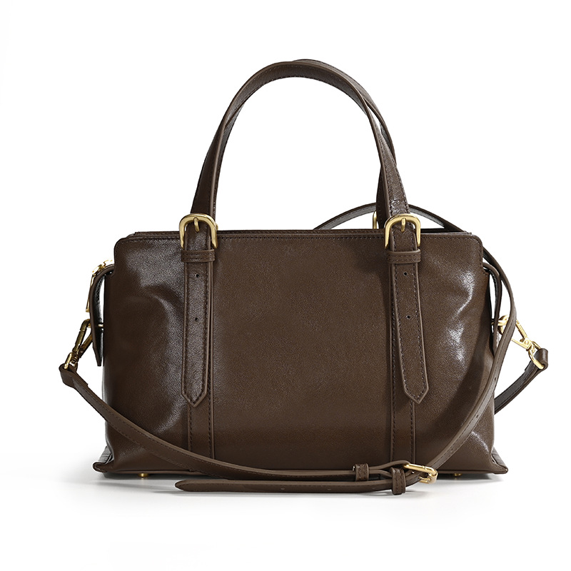 Minimalist Dark Brown Leather Satchel