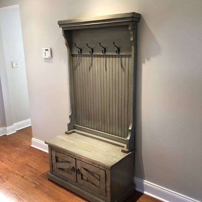 Kinley 37.5'' Wide Solid Wood Hall Tree with Bench and Shoe