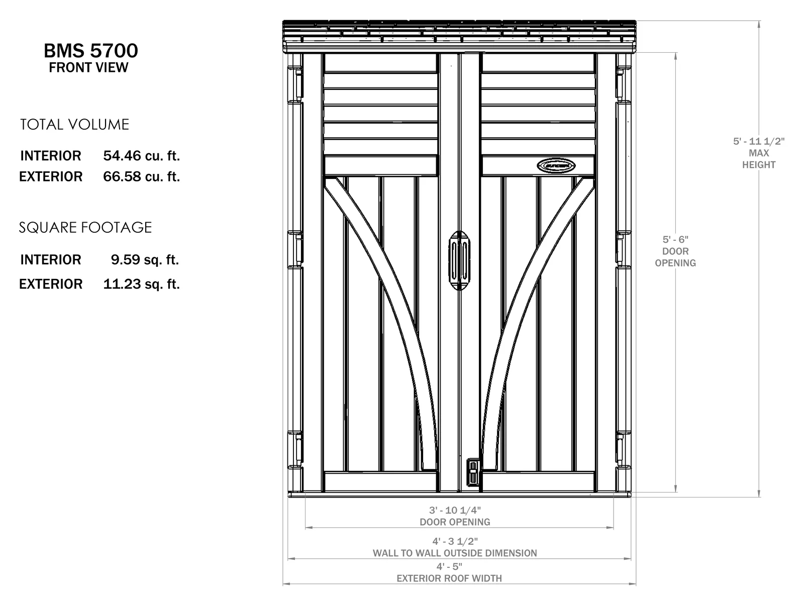 4x3 ft Plastic Vertical Tool Shed