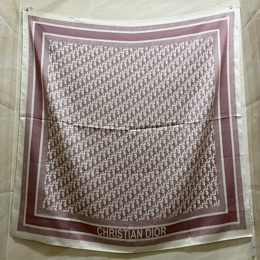 Dior Oblique Square Scarf Navy and Pink 88.5 x 88.5 cm