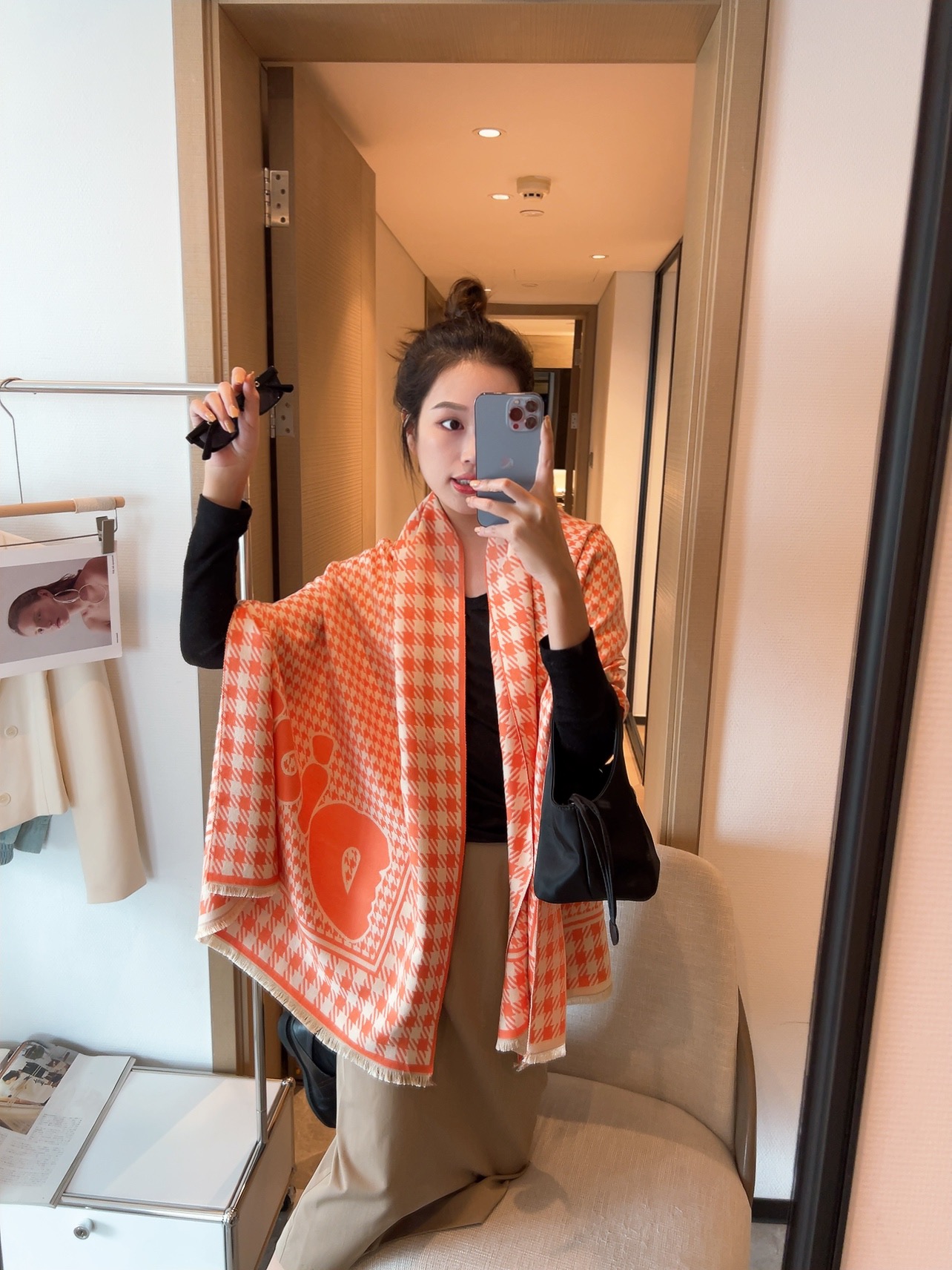 Dior Oblique Cashmere Shawl Orange and Beige product images
