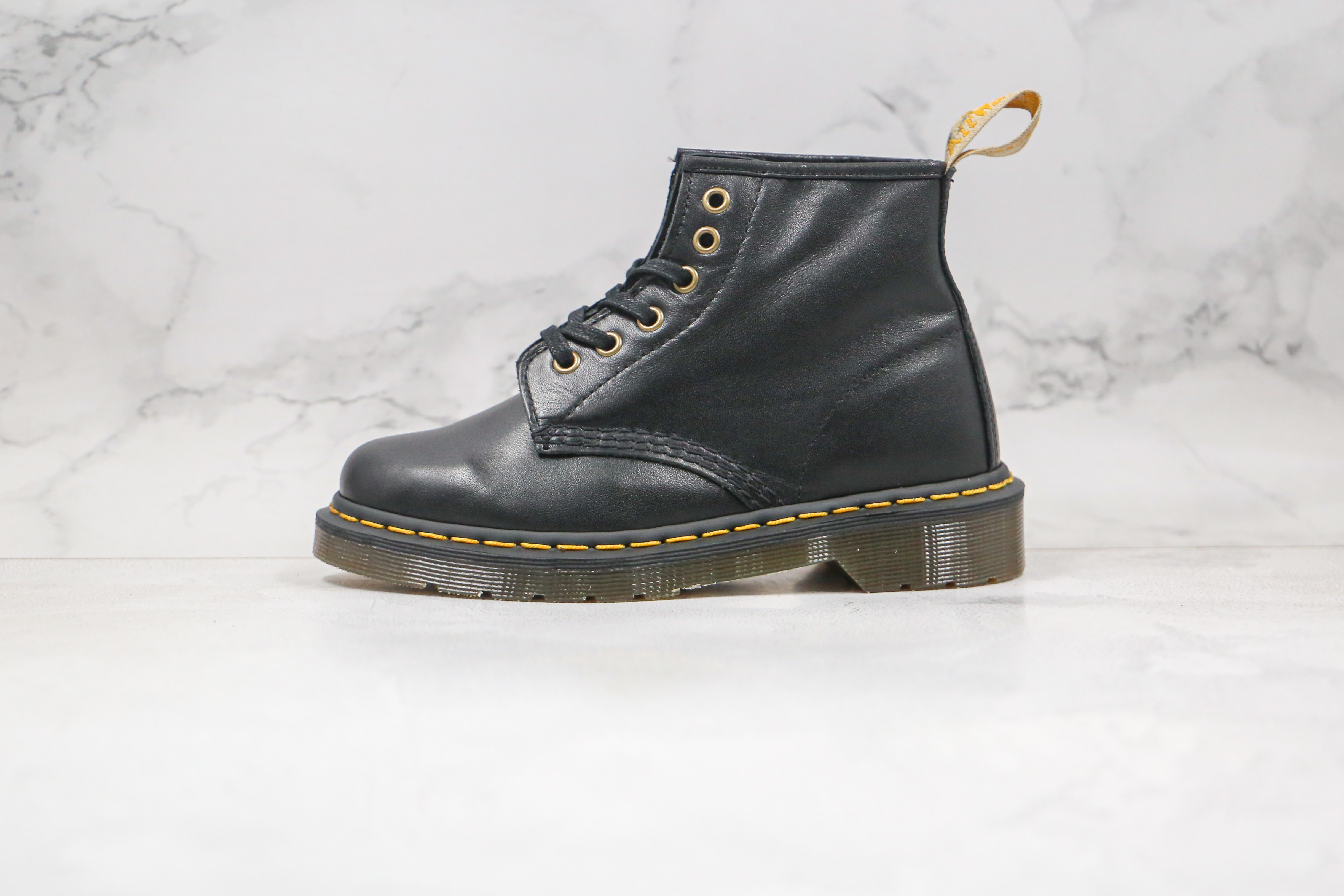 Dr. Martens Black Soft Leather 6-Eye Boots