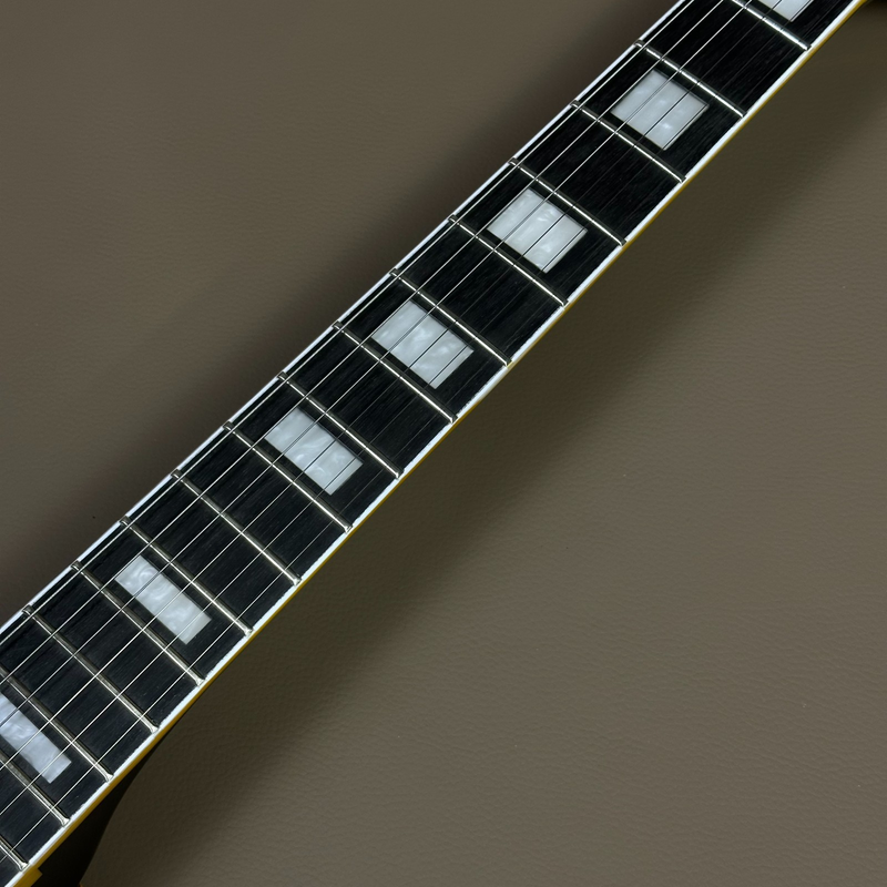 High Quality Lp Black Electric Guitar Mahogany Body Yellow Binding