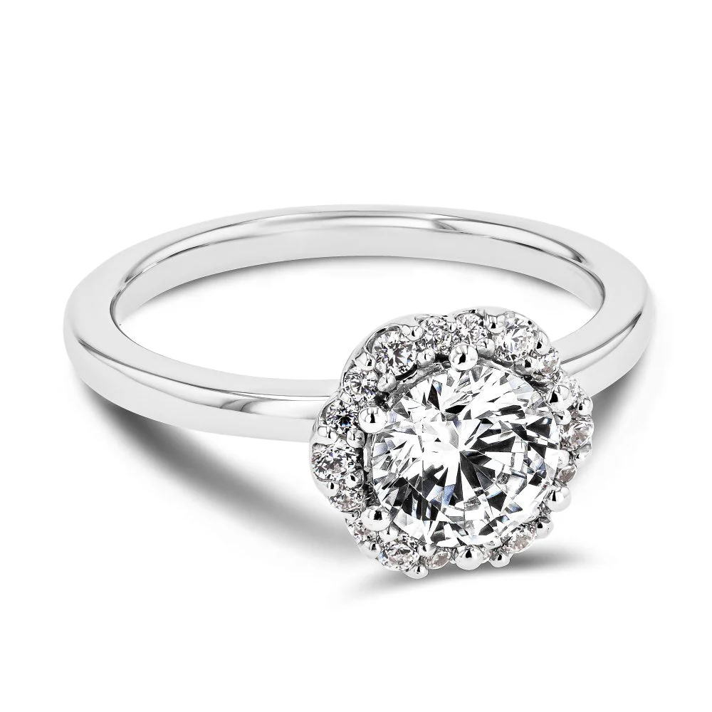 Gabriella Round Lab Grown Diamond Blooming Halo Engagement Ring