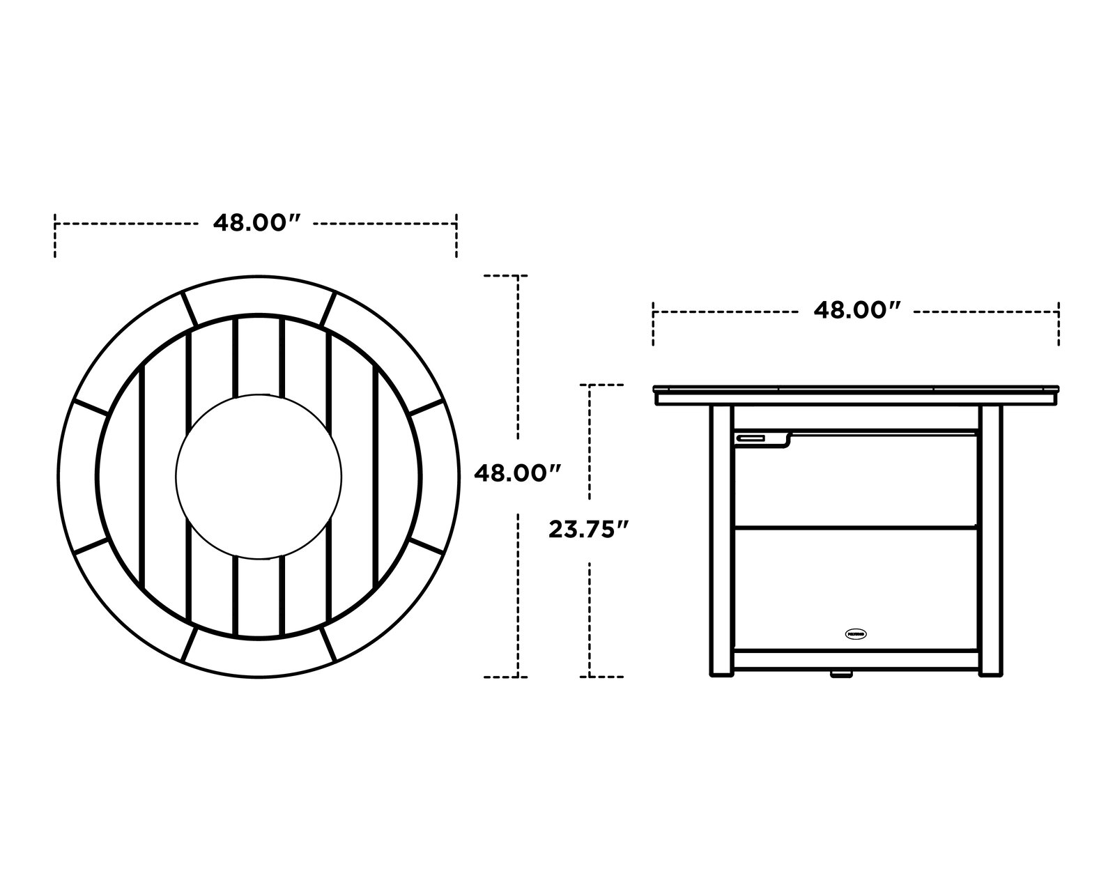 23.75'' H x 48'' W Polyresin Fire Pit Table