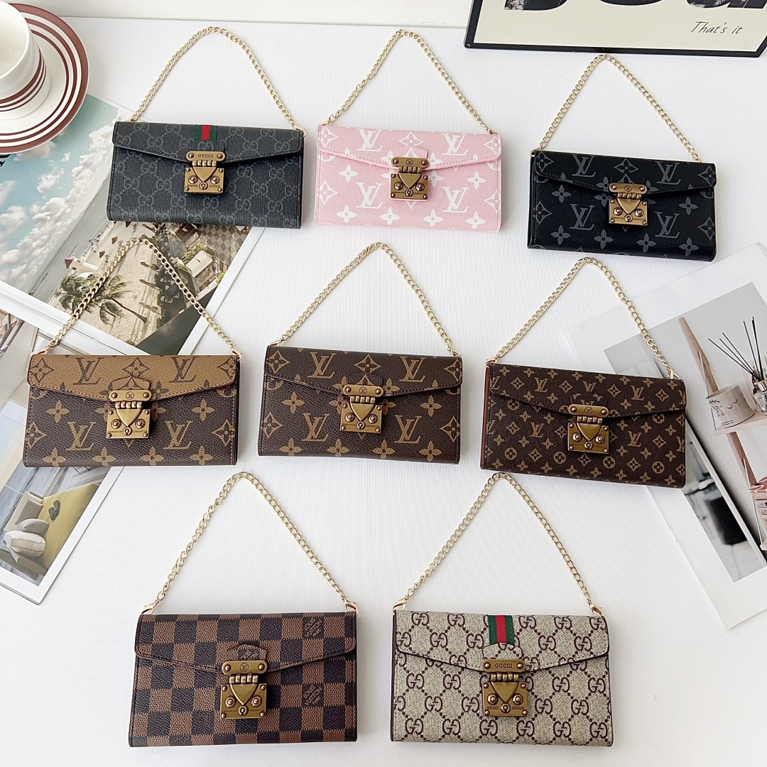 Louis Vuitton & Gucci Luxury Monogram Wallet Crossbody Phone Purse Case