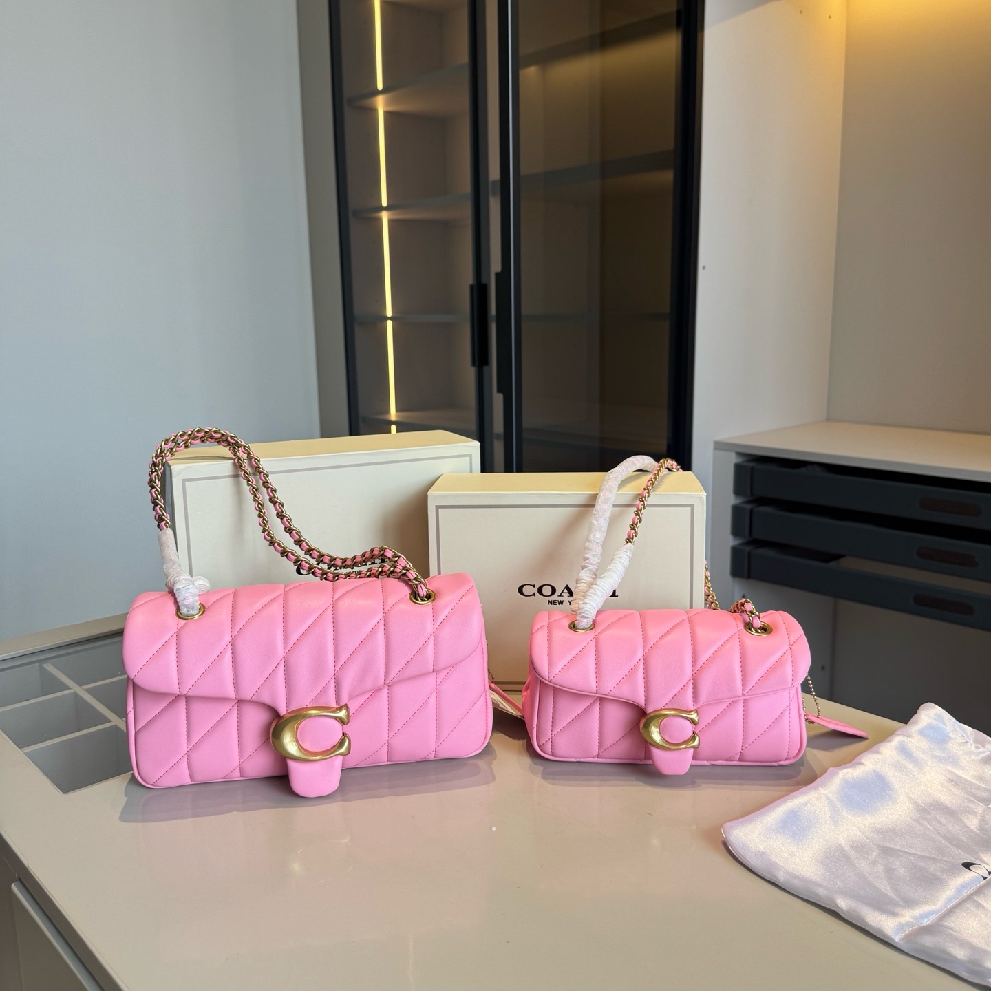 Coach Tabby Quilted Cloud Shoulder Bag Pink