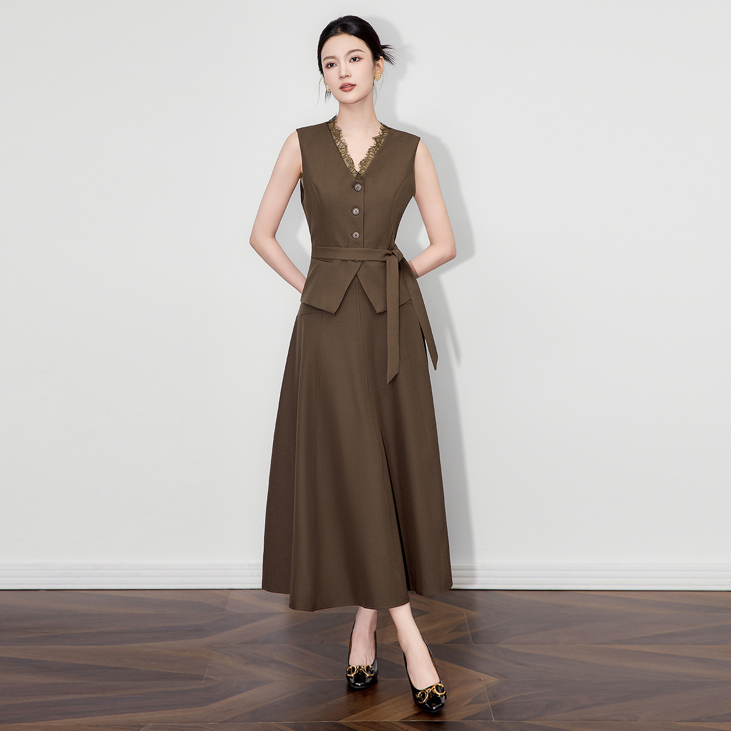 Summer Office Lady Combination V-Neck Vest Solid Jacket Separately Long Skirt Women Clothing