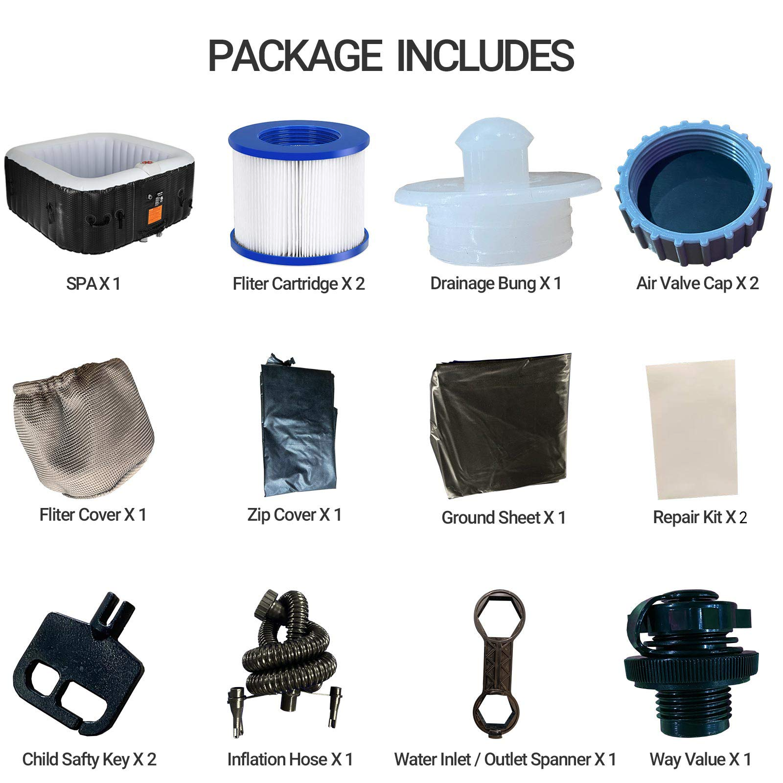 Portable Hot Tub Air Jet Spa 2-3 Person Inflatable Hot Tub Spa