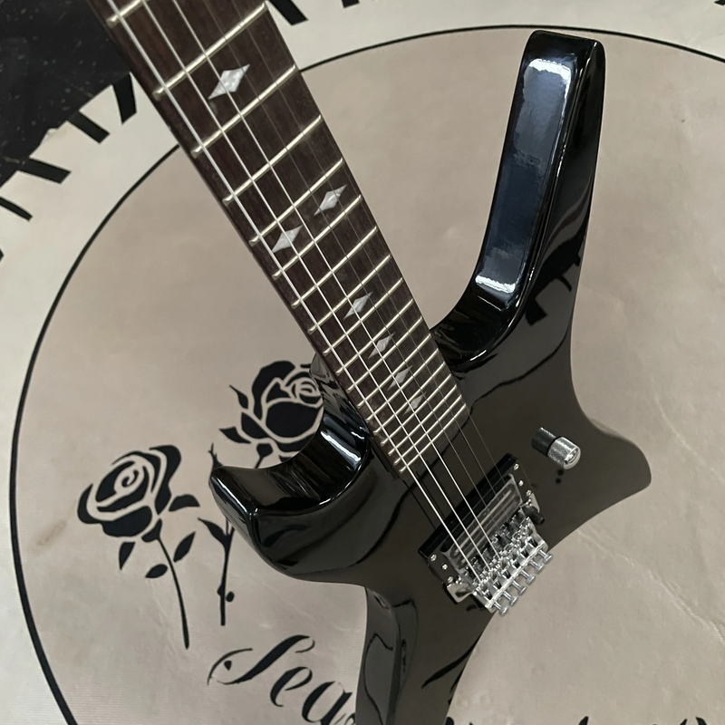 6-string Black Electric Guitar A Vibrato System Guitars Rosewood Fingerboard
