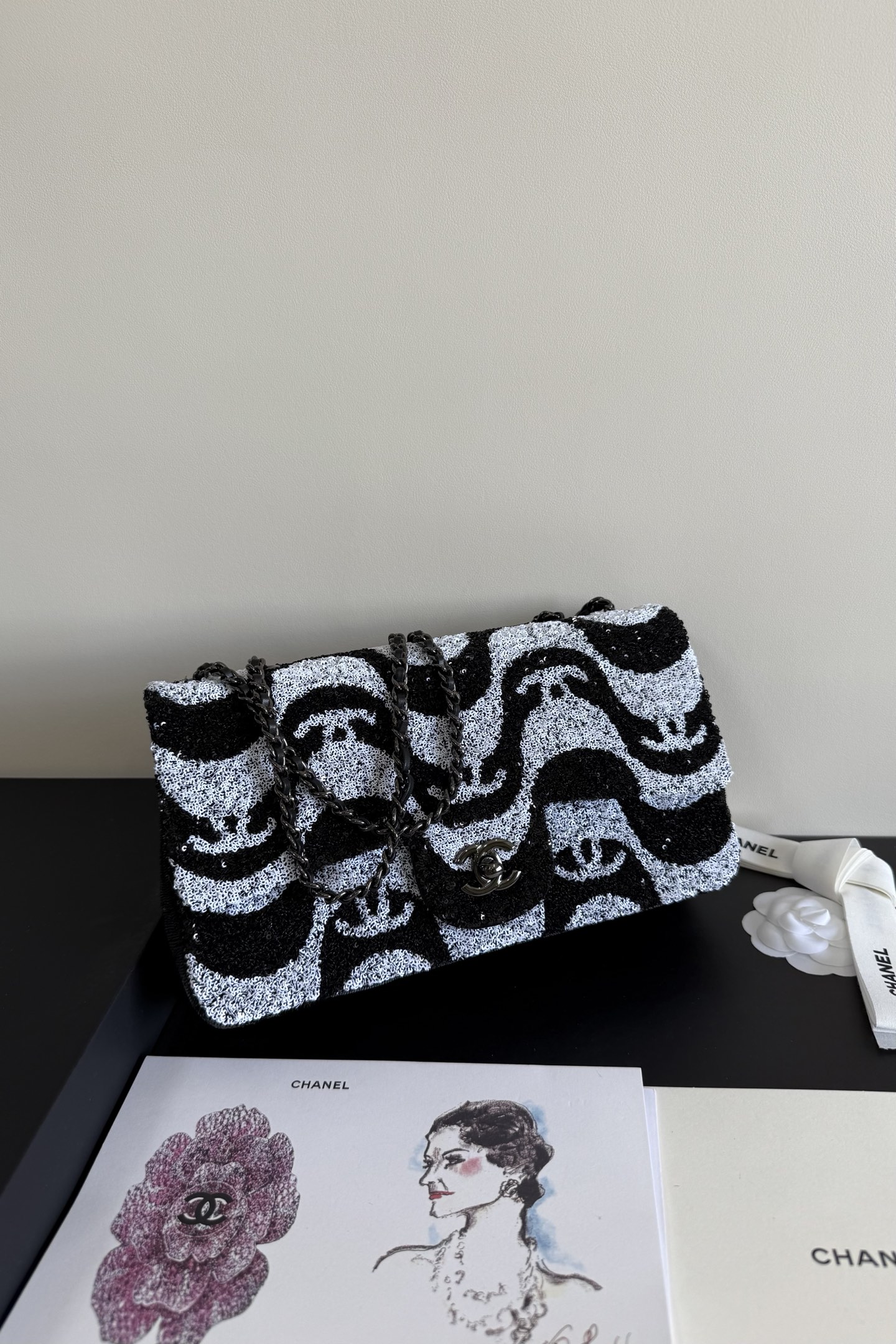 Chanel Flap Bag, Sequins & Ruthenium‑Finish Metal (Top-tier version)