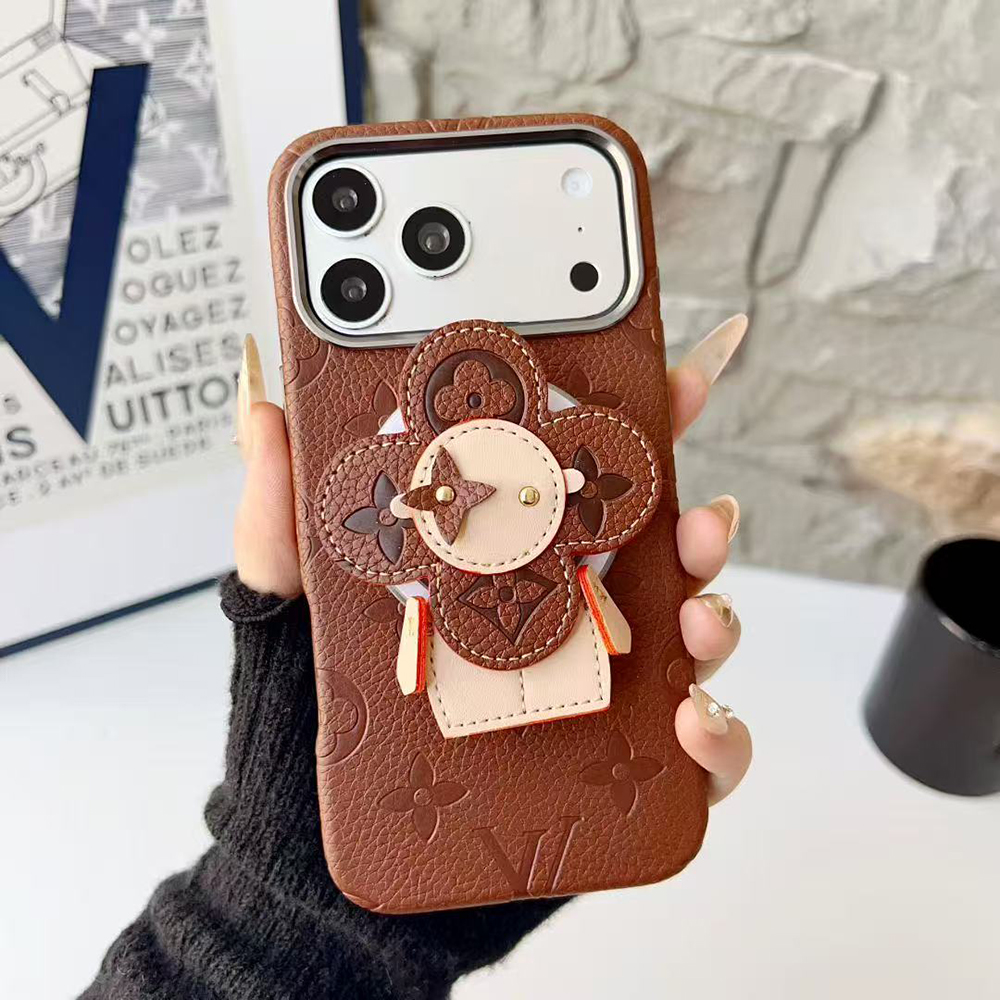 LV Monogram Cute 3D Vivienne Doll Card Holder Stand Luxury Phone Case