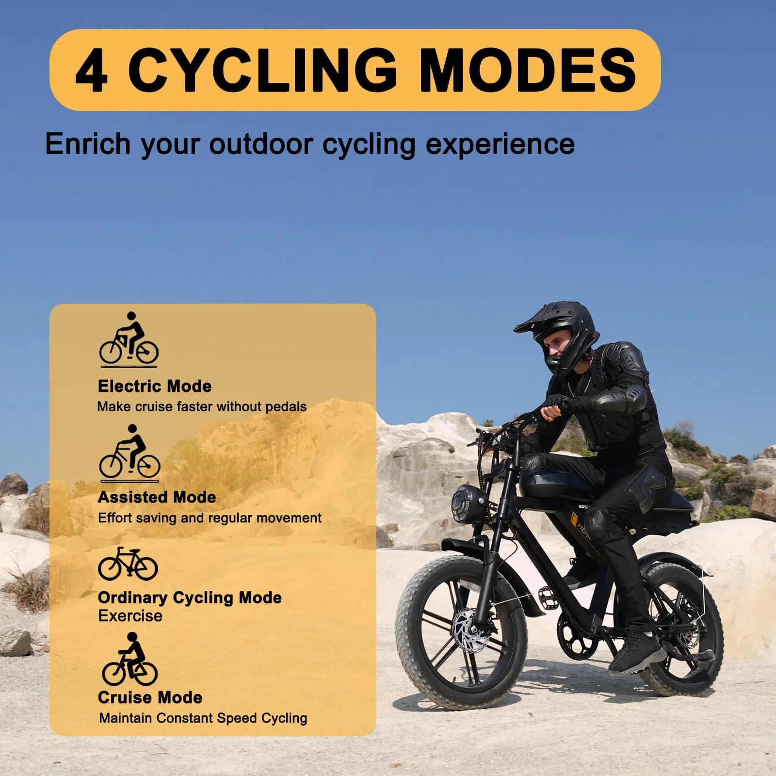 Movcan V30 20in Fat Tire Electric Bike, 1000W, 48V 15.6Ah
