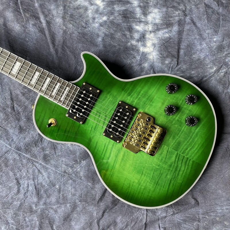 Green LP Electric Guitar Solid Black Rosewood Fretboard Gold Hardware Top