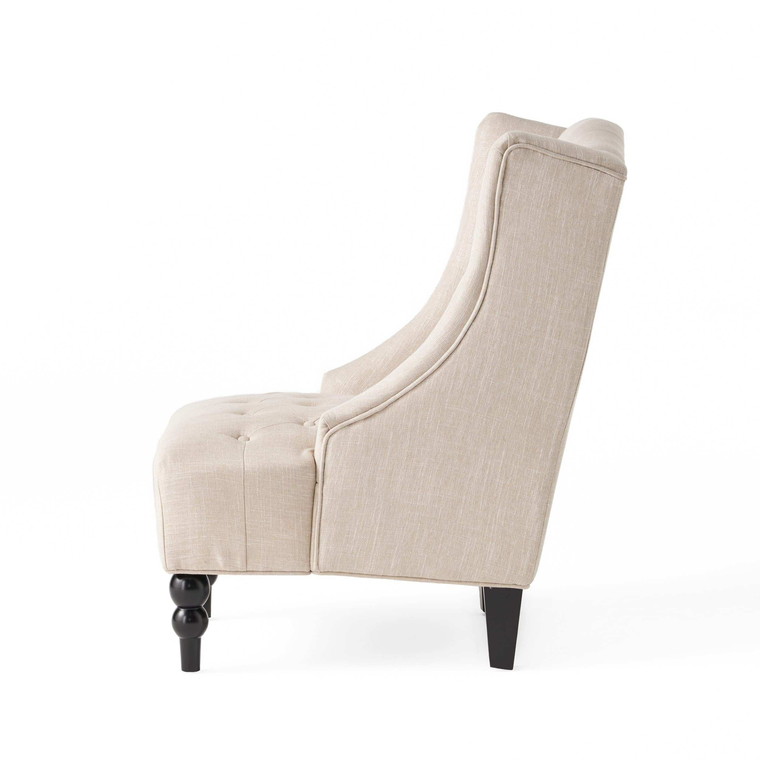 Great Deal Furniture Clarice Tall Wingback Tufted Fabric Accent