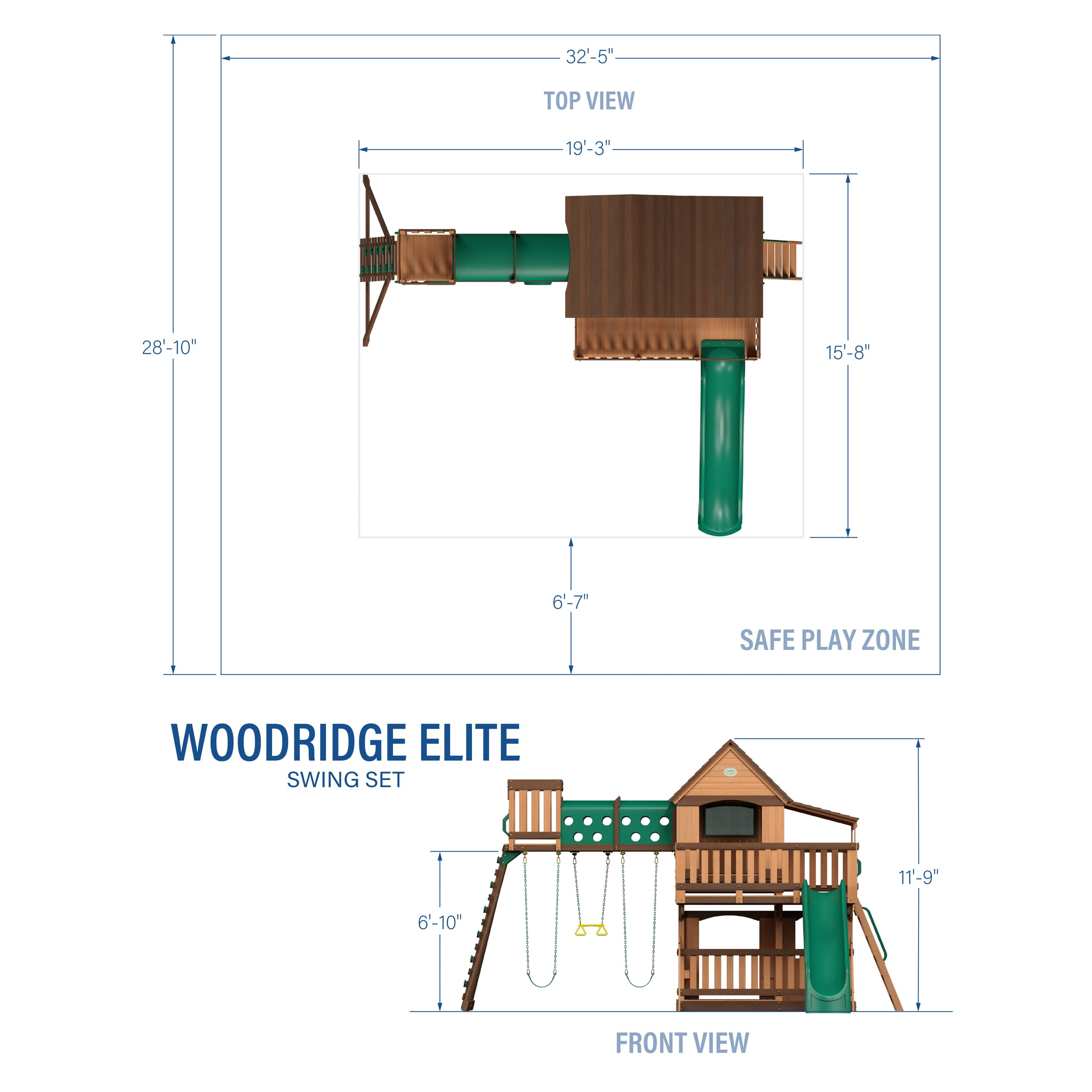 Woodridge Elite All Cedar Wood Swing Set