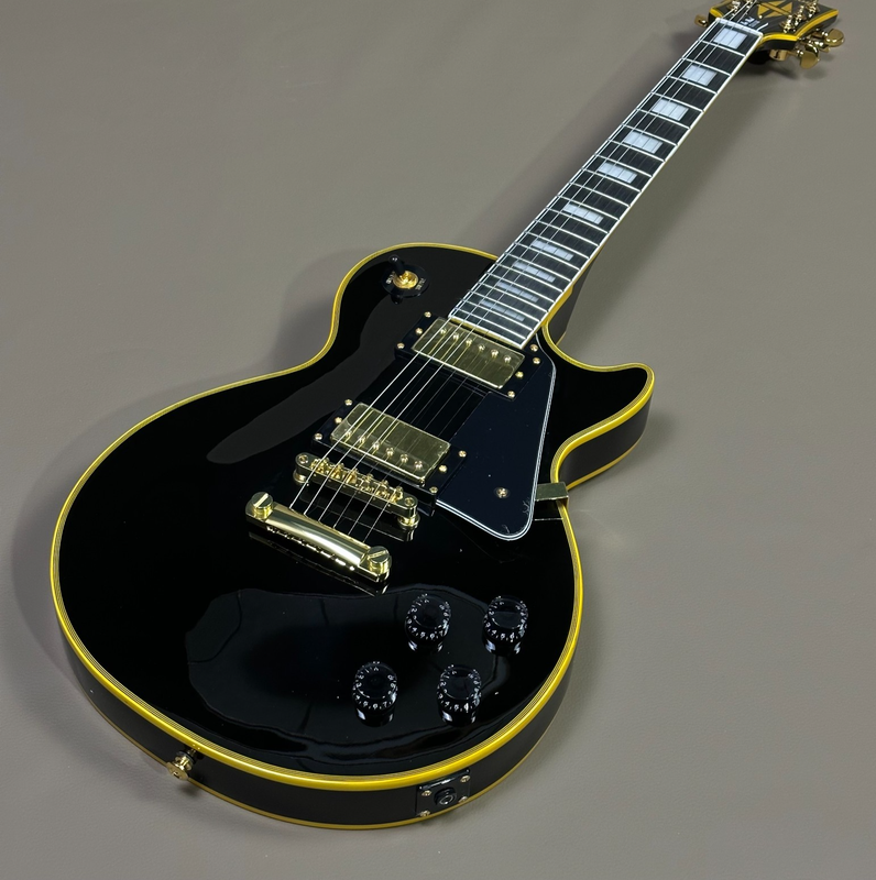High Quality Lp Black Electric Guitar Mahogany Body Yellow Binding