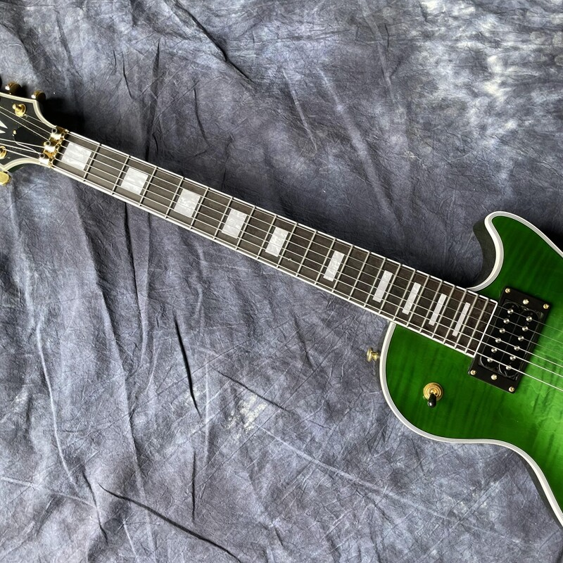 Green LP Electric Guitar Solid Black Rosewood Fretboard Gold Hardware Top