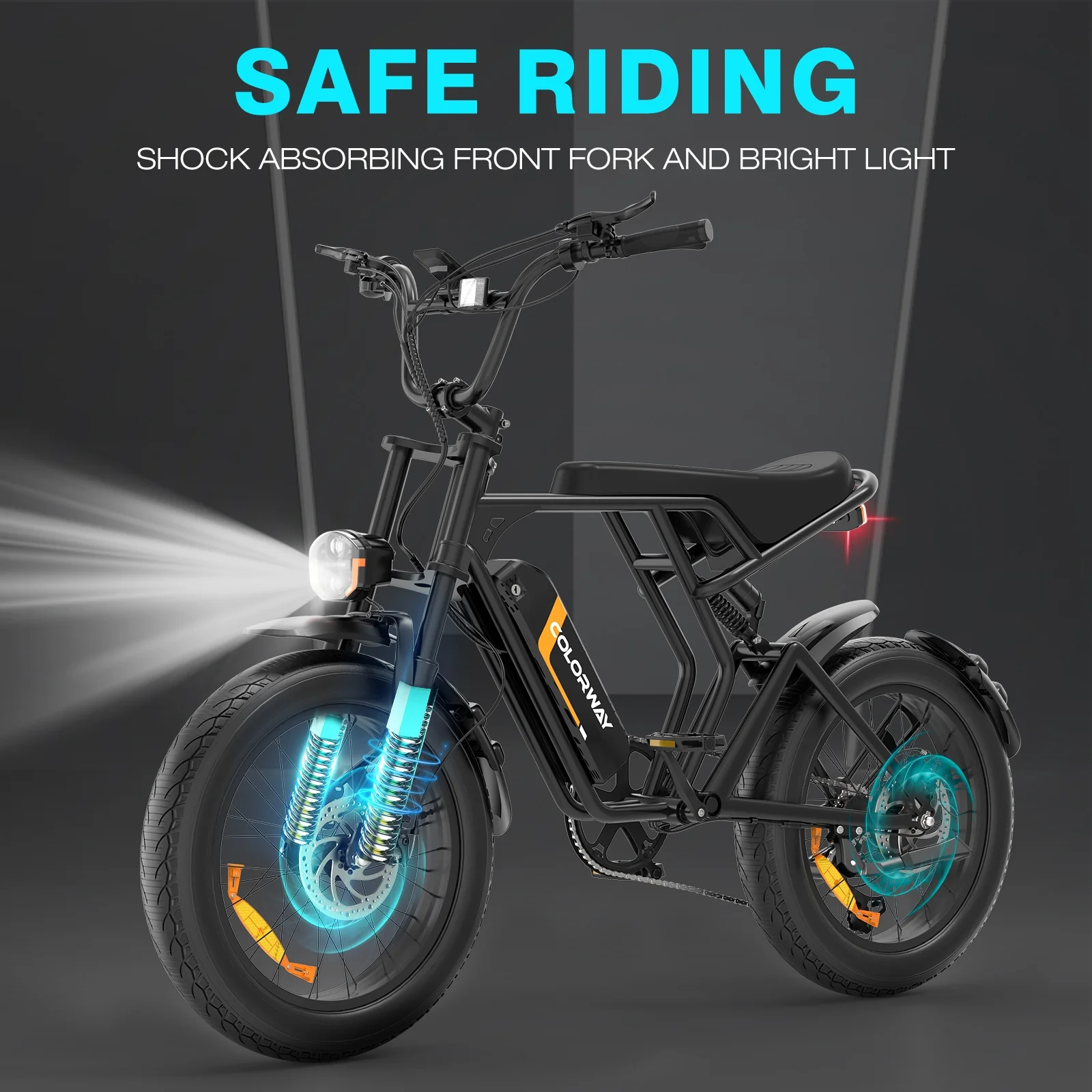 COLORWAY 20in Fat Tire Electric Bike, 750W, 48V 15Ah