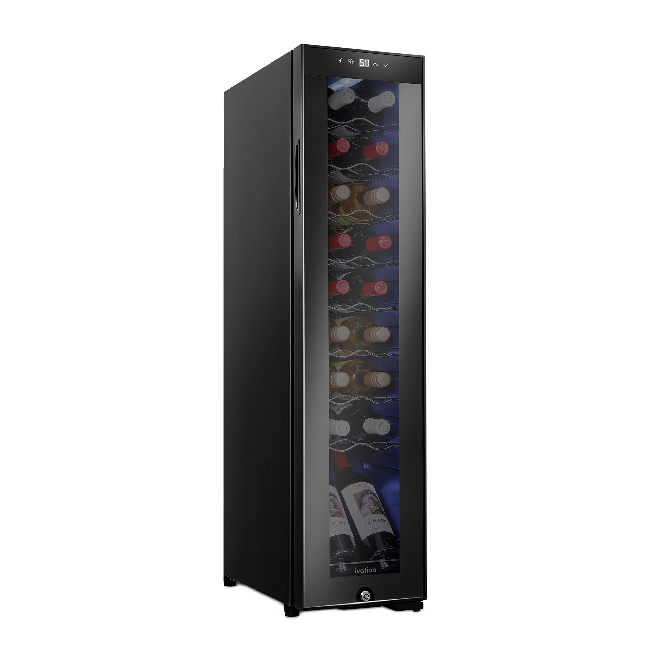 Ivation 12 Bottle Compressor Wine Cooler Refrigerator withLock