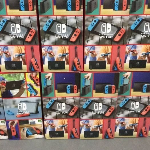 Nintendo Switch with Neon Blue and Neon Red Joy Con –