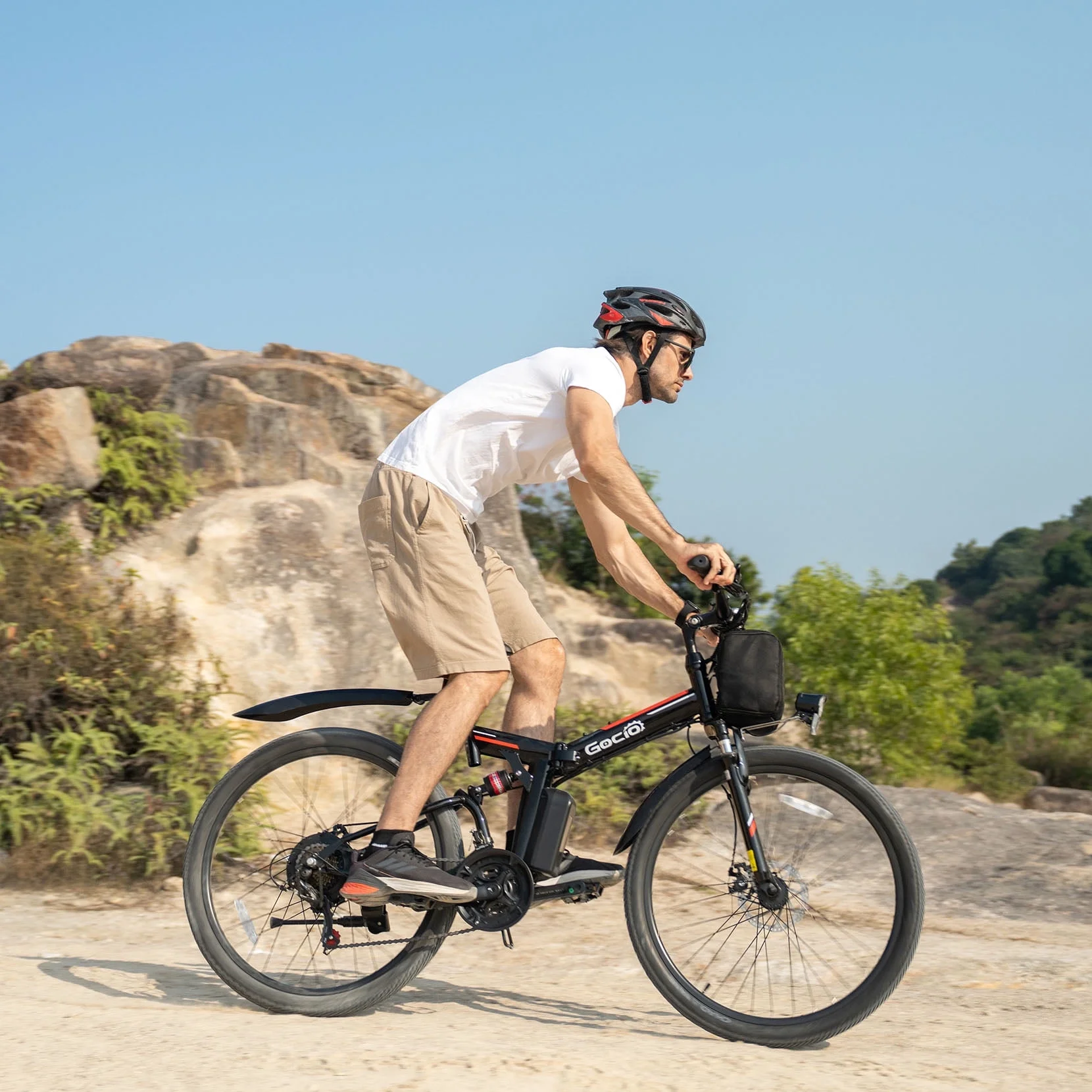 Gocio 26in Folding Electric Mountain Bike, 500W, Full Suspension