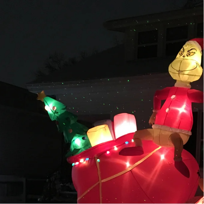 Airblown Grinch and Max in Sleigh Colossal Scene Inflatable