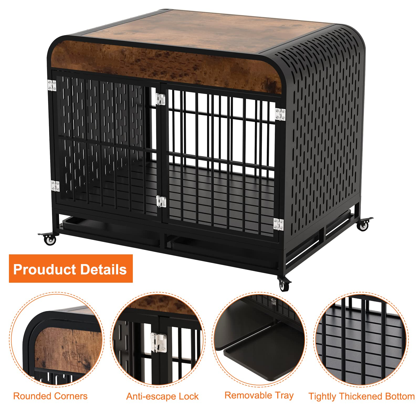 Heavy Duty Indestructible Dog Crate with Sturdy Door Lock