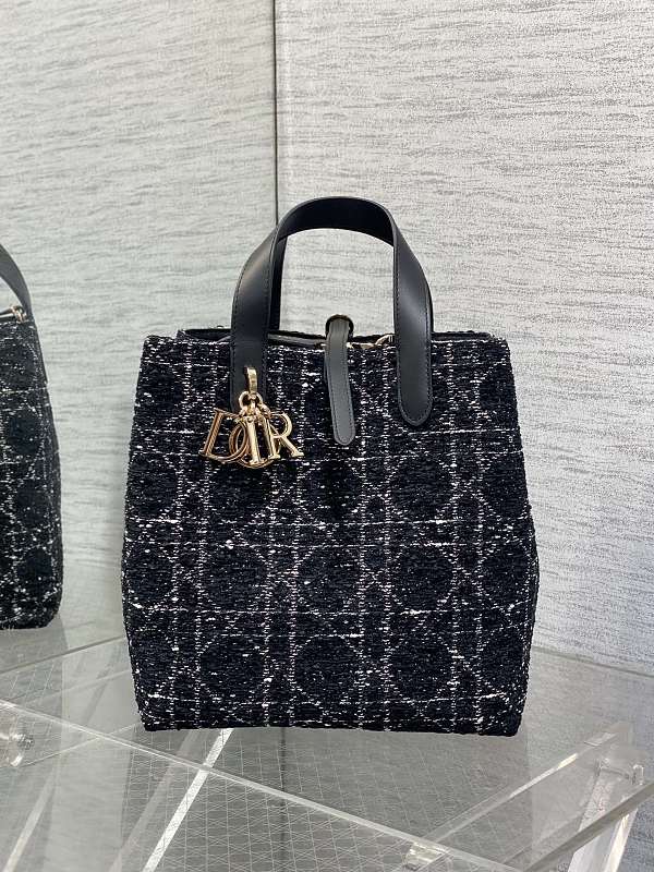 Dior Toujours Vertical Tote Bag Medium Black Motif