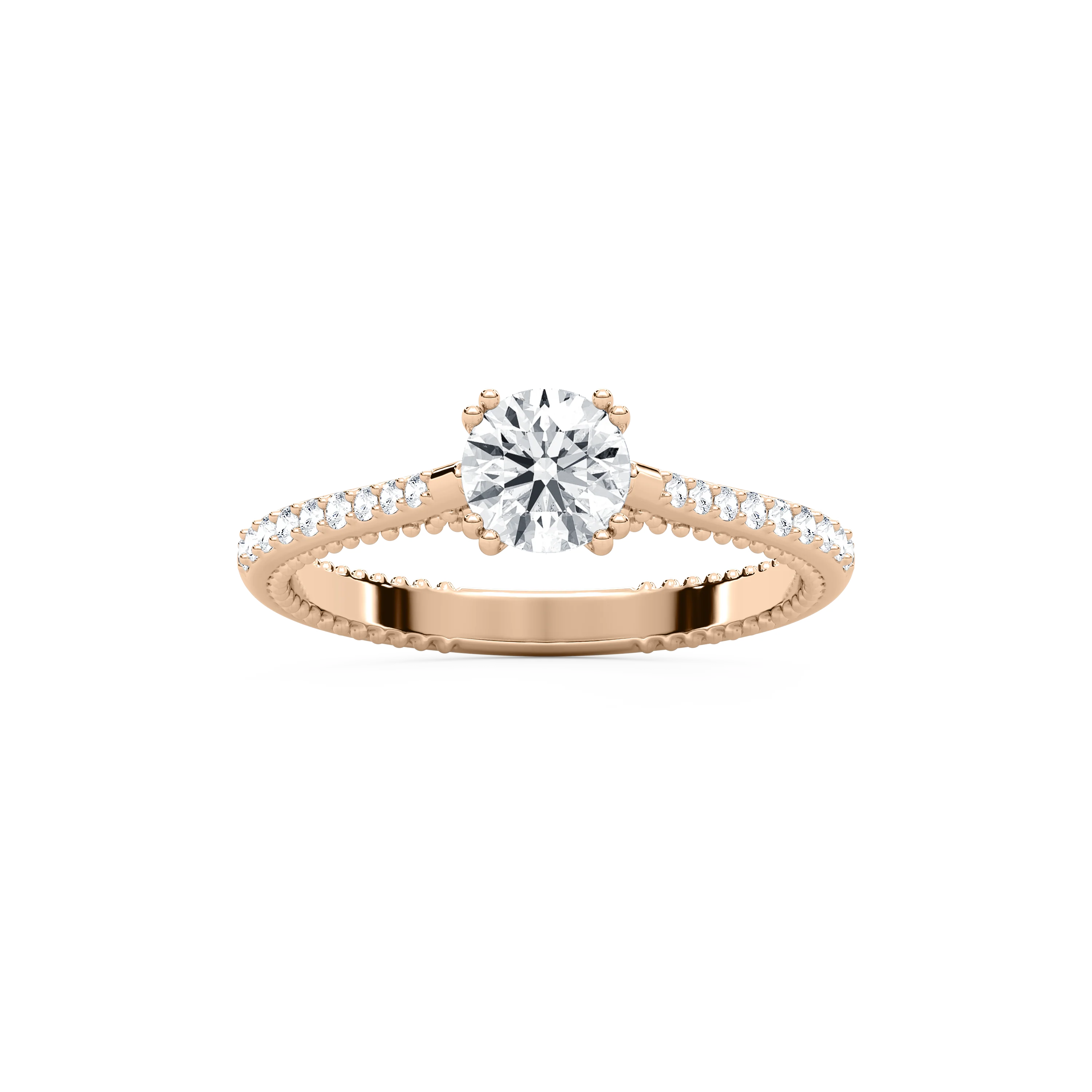 Selah 7/8 ctw Round Lab Grown Diamond Petite Textured Side Stone Promise Ring
