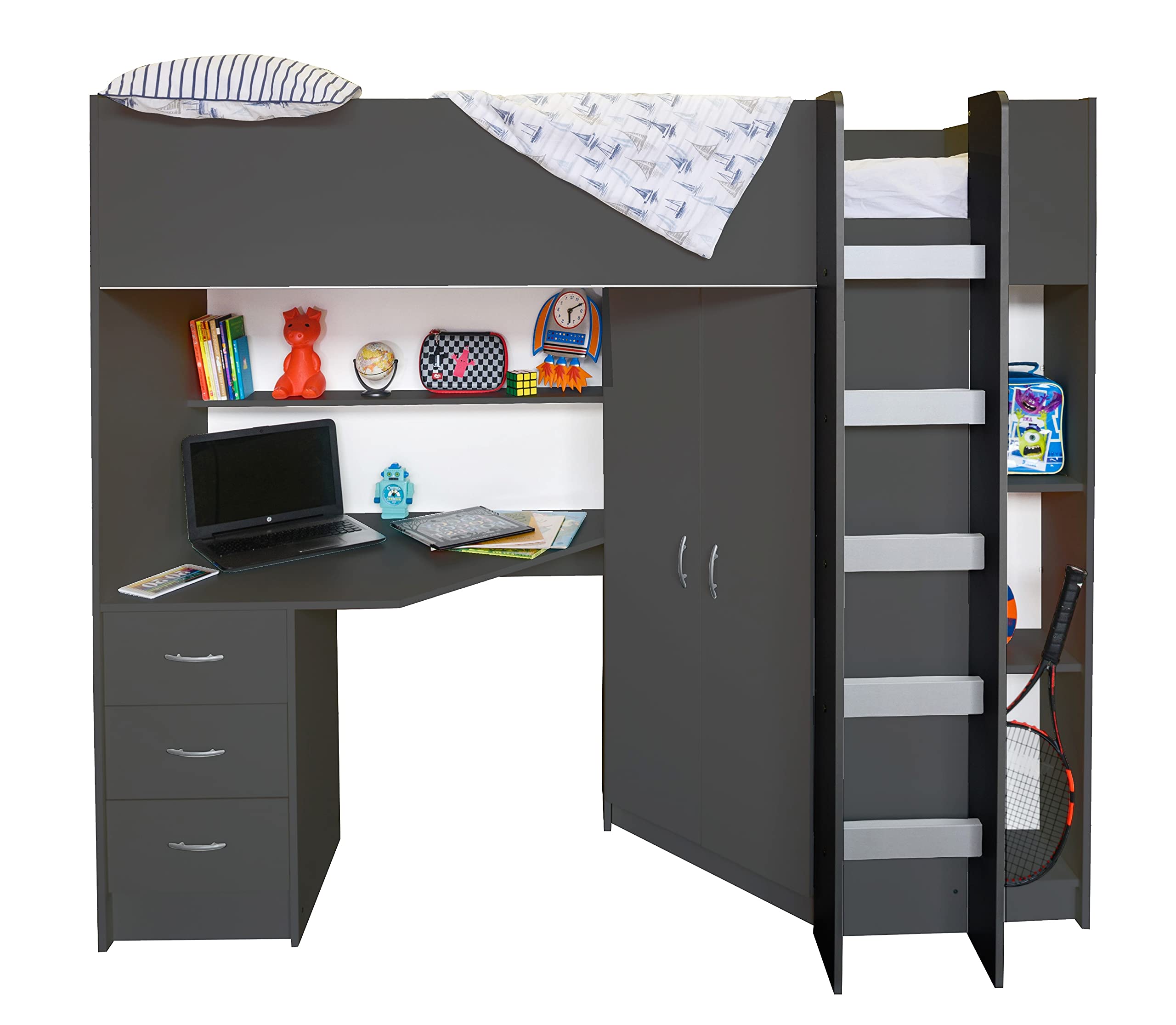 High Sleeper Calder High Bed M227 (Grey & White)