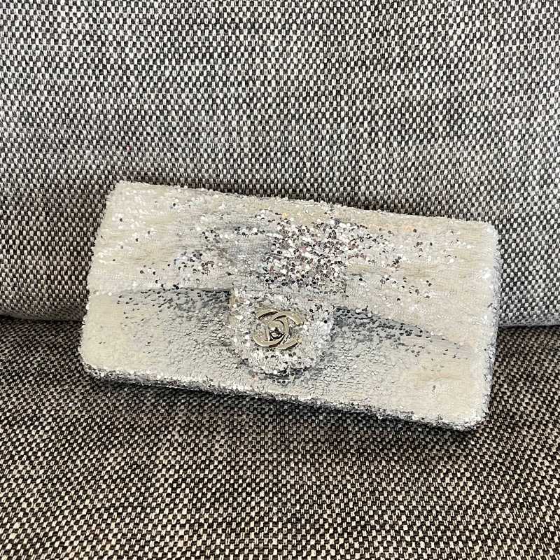 Chanel White Sequin Clutch