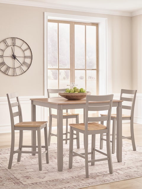 Gesthaven Counter Height Dining Table and 4 Bar Stools